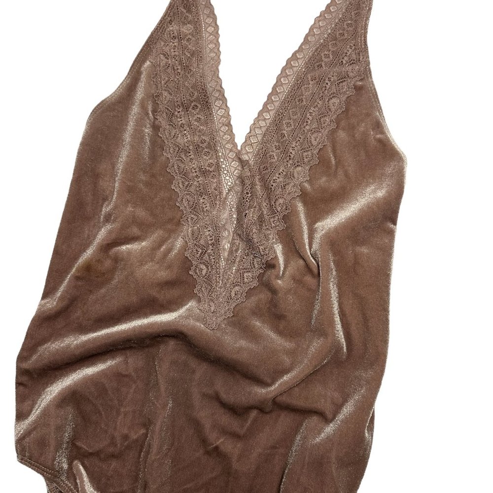 felt body suit, champagne color, small